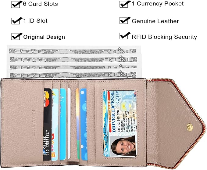 Lavemi Ultra Thin Small Compact Leather Womens Girls Wallets RFID Blocking Credit Card Holder for Women