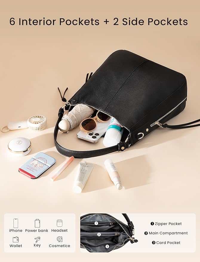 Realer Hobo Crossbody Bags for Women Designer Faux Leather Hobo Handbags Retro Large Size Shoulder Bag Bucket Purse