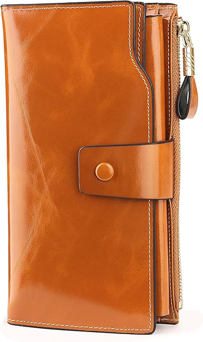 YALUXE Women's Genuine Leather Wallet RFID Blocking Multi Card Holder with Cell Phone Pocket Mothers Day Gifts