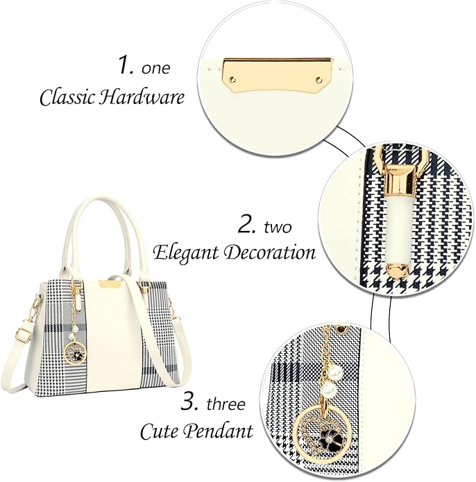 KKXIU 3 Zippered Compartments Purses and Handbags for Women Top Handle Satchel Shoulder Ladies Bags