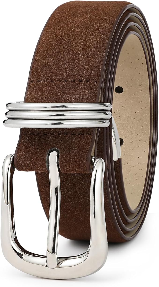 Women's Leather Belts with Gold Buckle Fashion Leather Waist Belt Elegant Ladies Belts for Jeans Dress & Casual Wear