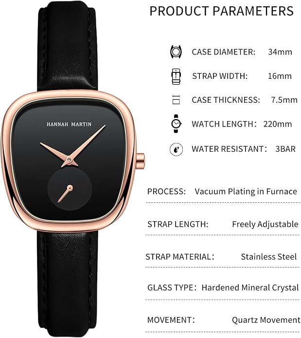 HANNAH MARTIN Watches for Women Waterproof Ladies Analog Quartz Wrist Watches Stainless Steel Band Fashion Dainty Female Watch Luxury Bracelet Diamond