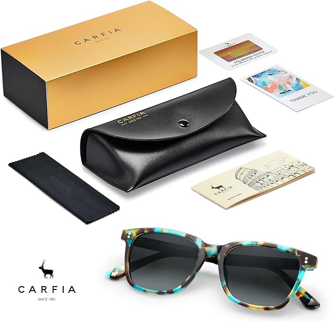 CARFIA Polarized Sunglasses for Women: Acetate, Small/Medium Size, UV400 Anti Glare CA5354