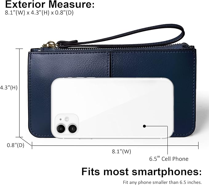befen Genuine Leather Wristlet Clutch for Women Ultra-Slim Ladies Credit Card Holder Wallet Purses with RFID Protection