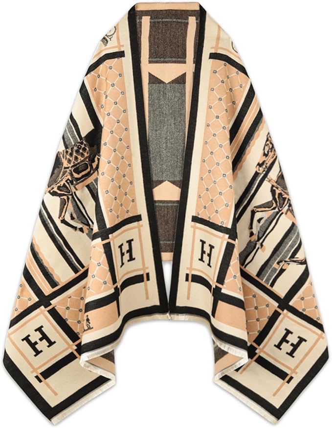EXTREE Scarfs for Women Pashmina Silky Shawl Wrap for Evening Dressing Blanket Open Front Poncho Cape