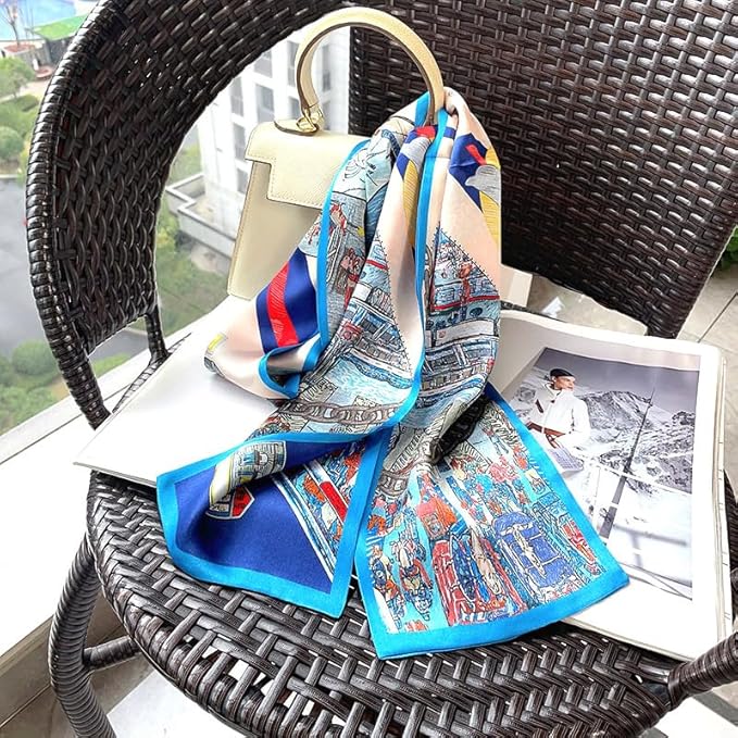 100% Mulberry Silk Ribbon Scarf for Hair Beach Head Wraps for Women Handbag accessories Necktie