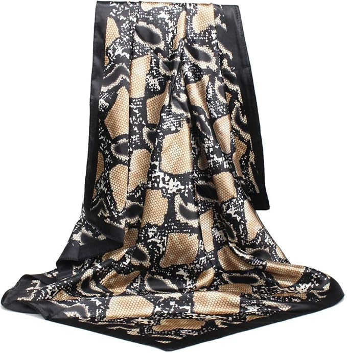 YOUR SMILE Silk Like Scarf Women's Fashion Pattern Large Square Satin Headscarf Headdress