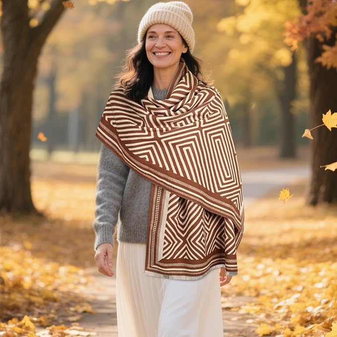 EXTREE Scarfs for Women Pashmina Silky Shawl Wrap for Evening Dressing Blanket Open Front Poncho Cape
