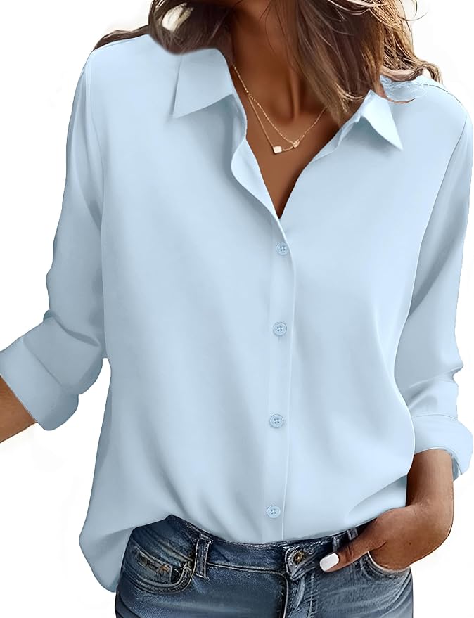 ZEAGOO Button Down Shirt for Women Long Sleeve Blouses Floral Printed Tops Business Casual Work Outfits S-XXL