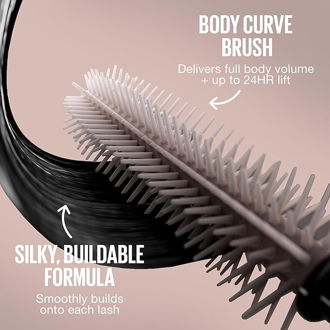 Maybelline Lash Sensational Body Washable Mascara, Volume and Length Formula for 24HR Lash Lift, Smudge and Clump-Resistant, Brownish Black
