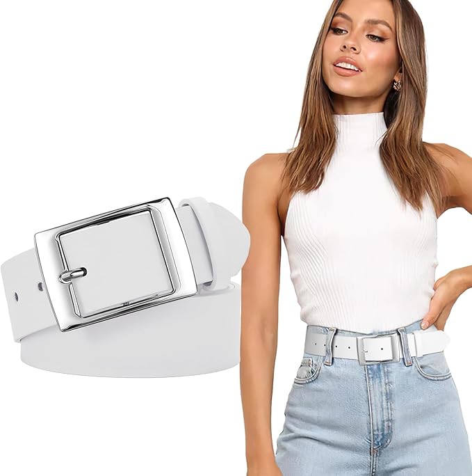 SUOSDEY Fashion Womens Leather Belts,Wide Waist Belt with Pin Buckle for Jeans Pants Dresses,1.5" width