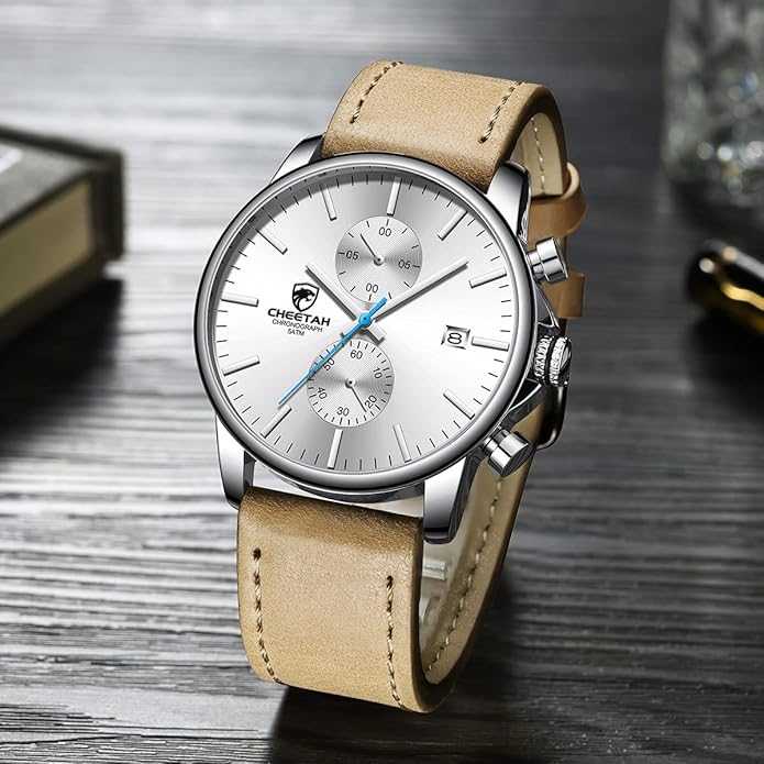 GOLDEN HOUR Mens Watch Fashion Sleek Minimalist Quartz Analog Mesh Stainless Steel Waterproof Chronograph Watches for Men with Auto Date