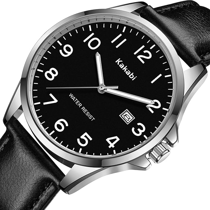 Watch for Men, Fashion Minimalist Wrist Watch Waterproof Quartz Analog Date with Leather Strap