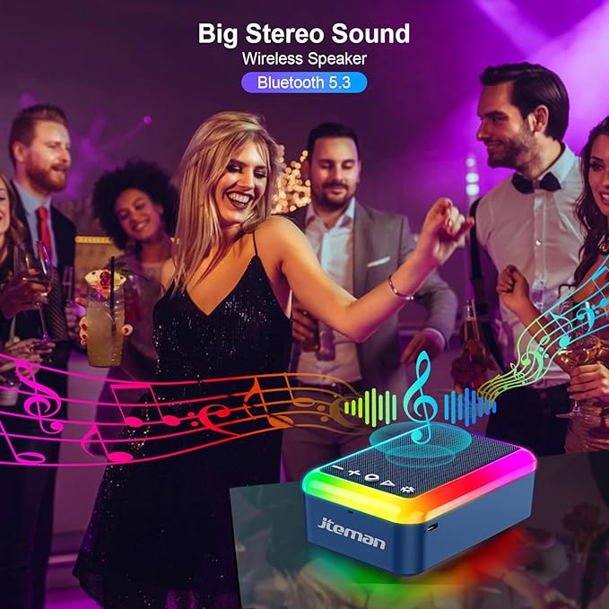 JTEMAN Gifts for Men Women Cell Phone Stand with Bluetooth Speaker and Light, Portable Lanyard, Cool Tech Gifts for Dad Mom Husband, Unique Birthday Gift Ideas Blue