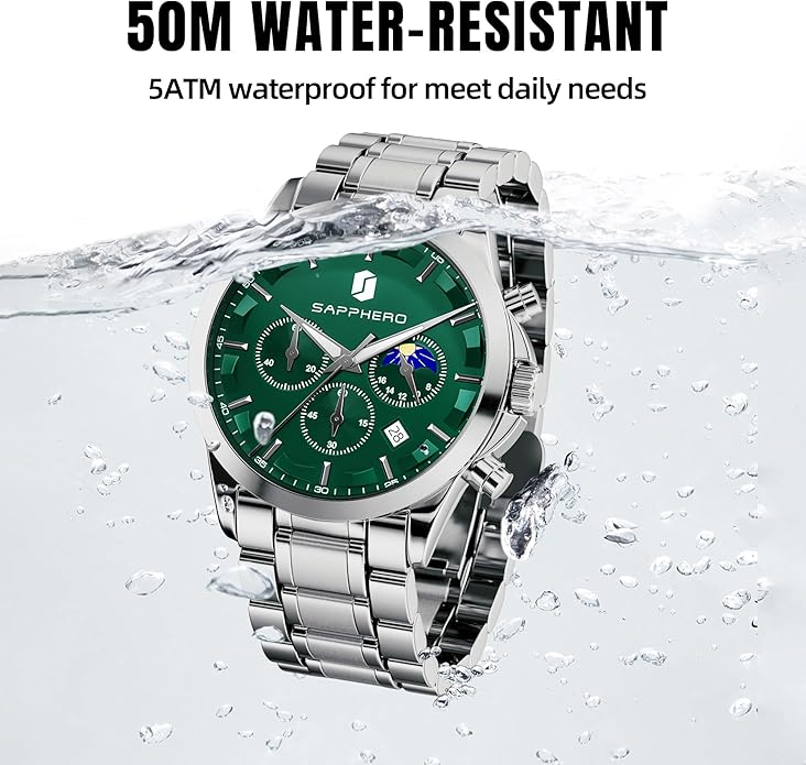 BY BENYAR Mens Watches Analog Quartz Chronograph Waterproof Wrist Watches for Men Fashion Business Work Casual Sport Designer Dress Watch with Calendar Elegant Gifts for Men