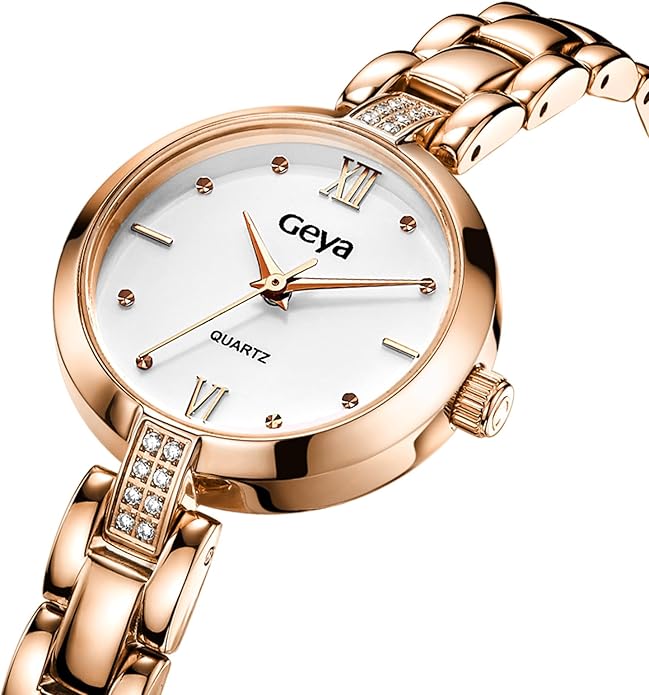GeYa Silver Watch for Women Elegant Dressy Watch, Dainty Diamond Dial Stainless Steel Bracelet, Japanese Quartz Movement, 5ATM Water Resistant, Ideal for Petite Wrist, Gift Ready