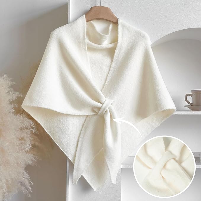 RIIQIICHY Shawl Wrap Women Pashmina Triangle Cape Knit Sweater Scarf for Fall Winter Fashion Accessory