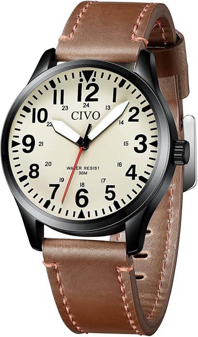 CIVO Analog Wrist Watches for Men: Waterproof Stainless Steel Mens Watches - Silver Watch with Easy Read Dial Men's Watch for Gift