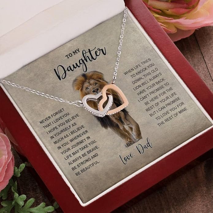 VIRAGIL To My Daughter Gift Necklace From Dad or Mom - Badass Daughter Jewelry With Heartfelt Message & Elegant Box