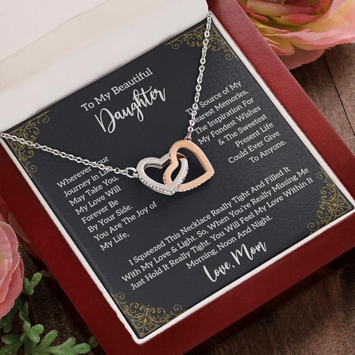 VIRAGIL To My Daughter Gift Necklace From Dad or Mom - Badass Daughter Jewelry With Heartfelt Message & Elegant Box