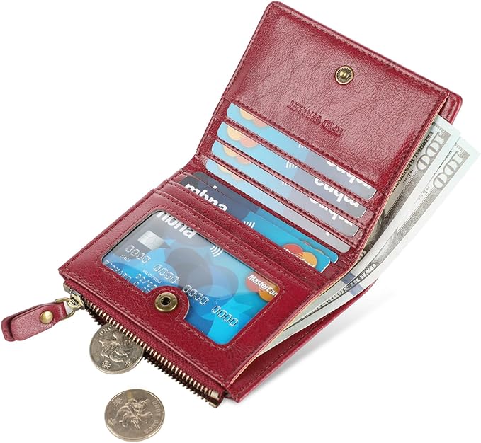 Lavemi Ultra Thin Small Compact Leather Womens Girls Wallets RFID Blocking Credit Card Holder for Women