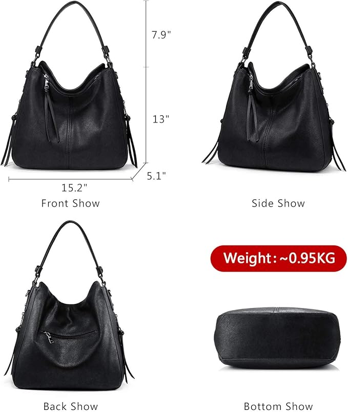 Realer Hobo Crossbody Bags for Women Designer Faux Leather Hobo Handbags Retro Large Size Shoulder Bag Bucket Purse