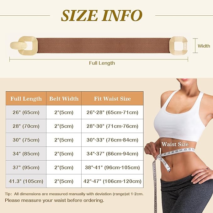 Glamorstar Women Wide Stretchy Belts Elastic Waist Belts for Dresses