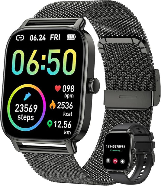 Smart Watch for Men Women Fitness: Running Make Answer Call Digital Mens Watches Waterproof Smartwatch for Android Phone iPhone Samsung Compatible Pedometer Step Tracker Sleep SpO2 Heart Rate Monitor