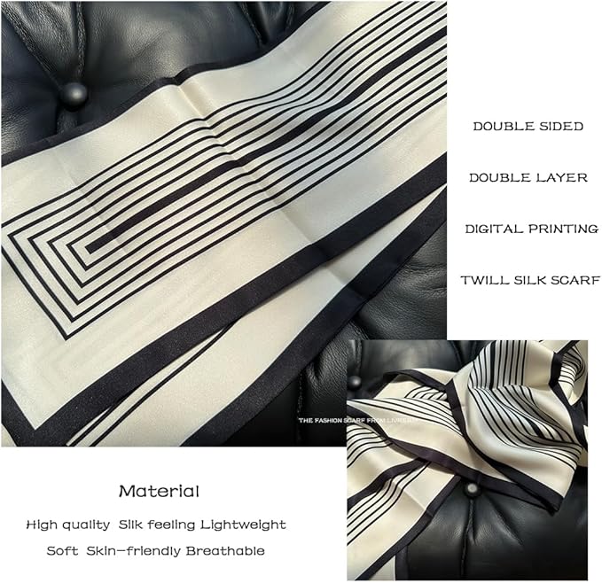 Livrerpi Silk Feeling Head Scarf Fashion Satin Hair Scarf Square Long Scarves for Women Gifts