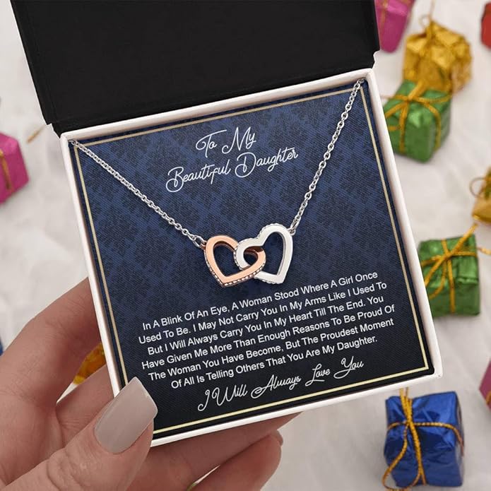 VIRAGIL To My Daughter Gift Necklace From Dad or Mom - Badass Daughter Jewelry With Heartfelt Message & Elegant Box