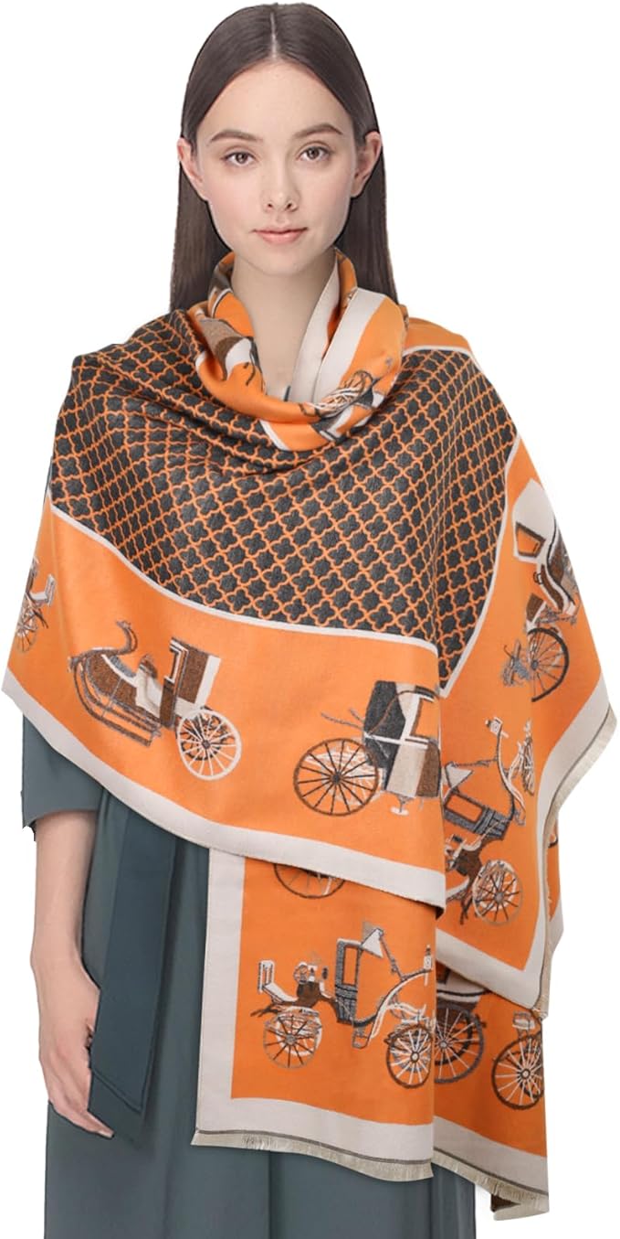 EXTREE Scarfs for Women Pashmina Silky Shawl Wrap for Evening Dressing Blanket Open Front Poncho Cape
