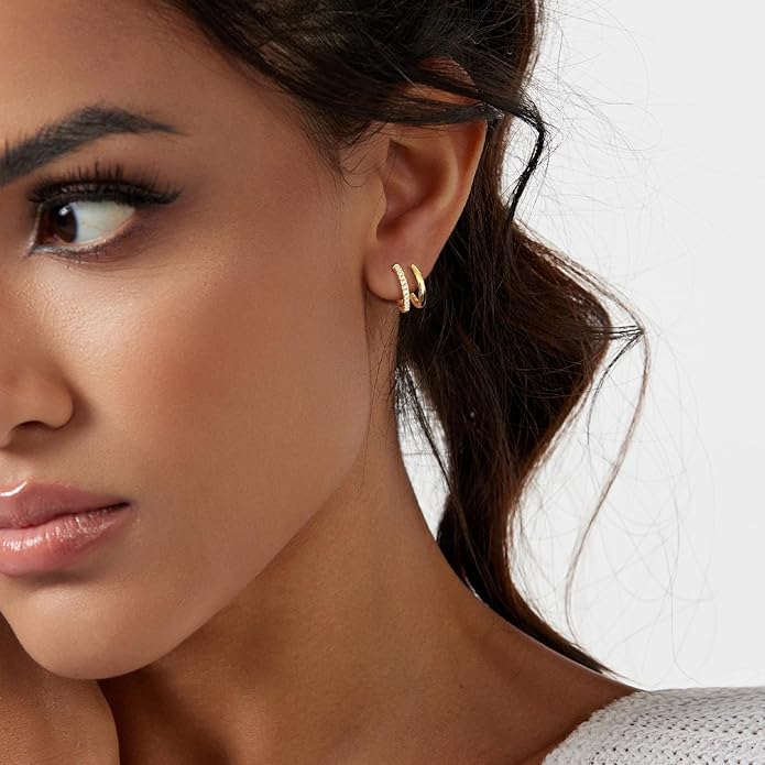 IMBOS Earrings for Women Trendy 14K Gold Stud Earrings Claw Earring Dainty Simple Minimalist Gold Earring Hypoallergenic Jewelry for Women Gifts