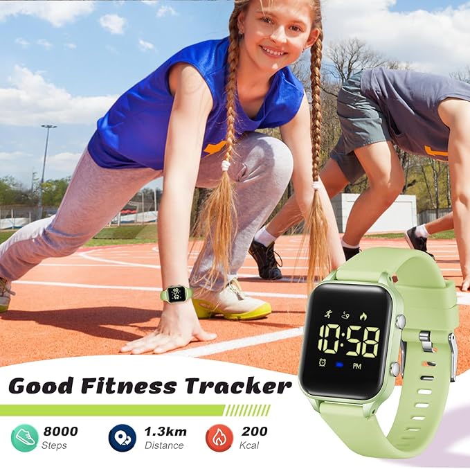 L LAVAREDO Kids Digital Watches for Boys Girls,Waterproof Sport Watch with Pedometer Stopwatch Vibration Alarm for Ages 5-13,No App Fitness Tracker Watch for Kids Teens Birthday Christmas Gifts