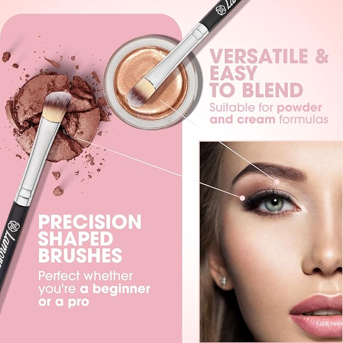Eye Makeup Brushes Eyeshadow Brush Set - 7pcs Soft Synthetic Brush Kit - For Blending Eyeshadow, Eyeliner, Crease, Eyebrow - Long Lasting, Apply Better, Flawless Look Makeup