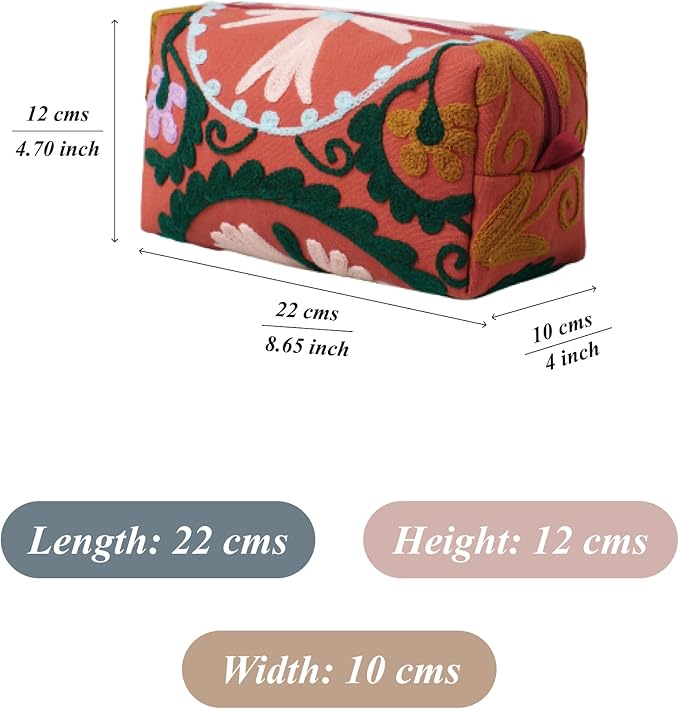 Huar Travel Makeup Bag- Large Capacity Cosmetic Bags for Women - Water Resistance Lining Portable Pouch & Open Toiletry Bag - Perfect Girls Makeup Organizer for Travel Essentials (Orange)