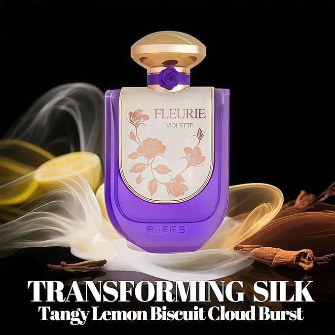 Riiffs Fleurie Violet Women's Gourmand Perfume Eau de Parfum - Vanilla Powder,Matiere Premiere, Rose, White Florals Scent with 24H Longevity | 3.4 Fl Oz 80% Vol Seductive Edible Fragrance
