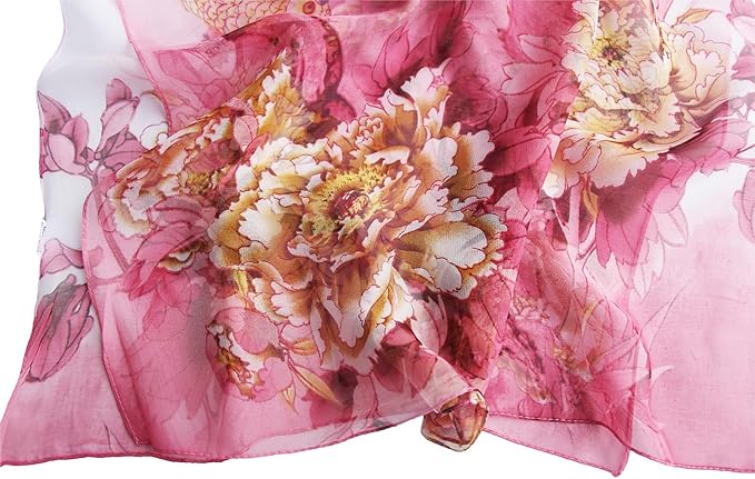 Pokeedioty Scarfs for Women Lightweight Fashion Scarves Elegant Floral Pattern Sheer Scarfs Sunscreen Shawls Wraps