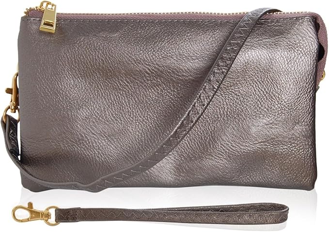 Vegan Leather Wristlet Purse for Women - Small Clutch Purse with Shoulder and Wrist Straps