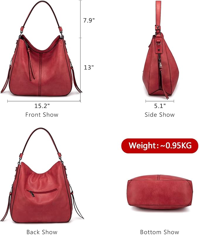 Realer Hobo Crossbody Bags for Women Designer Faux Leather Hobo Handbags Retro Large Size Shoulder Bag Bucket Purse