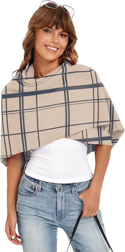 iWoo Women Soft Shawl Wraps kintted Open Front Poncho Sweater for Spring Fall Winter