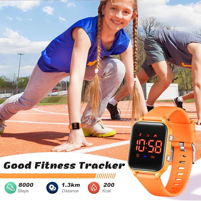 L LAVAREDO Kids Digital Watches for Boys Girls,Waterproof Sport Watch with Pedometer Stopwatch Vibration Alarm for Ages 5-13,No App Fitness Tracker Watch for Kids Teens Birthday Christmas Gifts