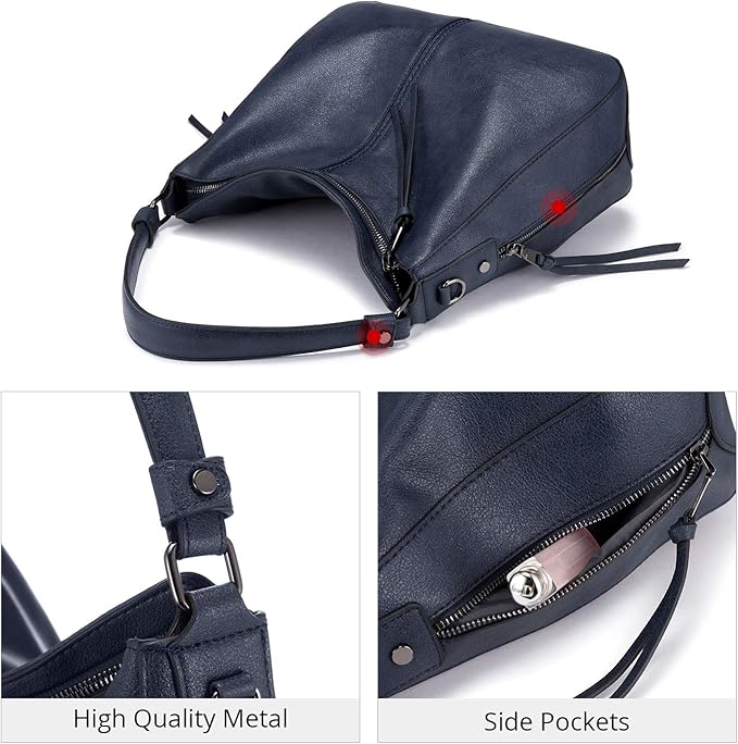 Realer Hobo Crossbody Bags for Women Designer Faux Leather Hobo Handbags Retro Large Size Shoulder Bag Bucket Purse