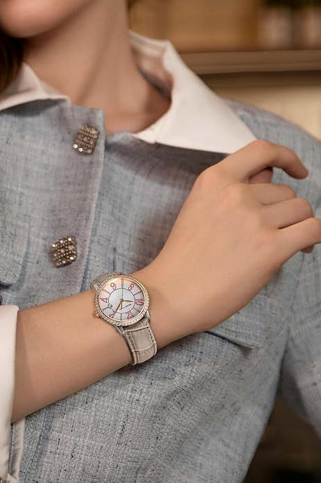 GOLDEN MAPLE Dainty Watches for Women, Mother-of-Pearl Dial and Swiss Quartz Movement, Ladies Watch with Leather Strap
