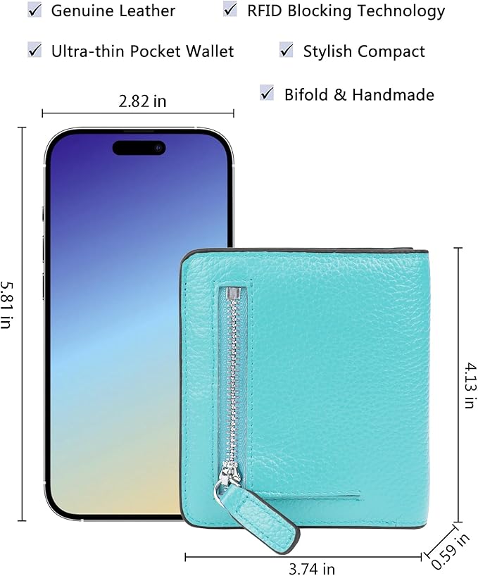 AINIMOER Small Leather Wallet for Women, Ladies Credit Card Holder RFID Blocking Women's Mini Bifold Pocket Purse