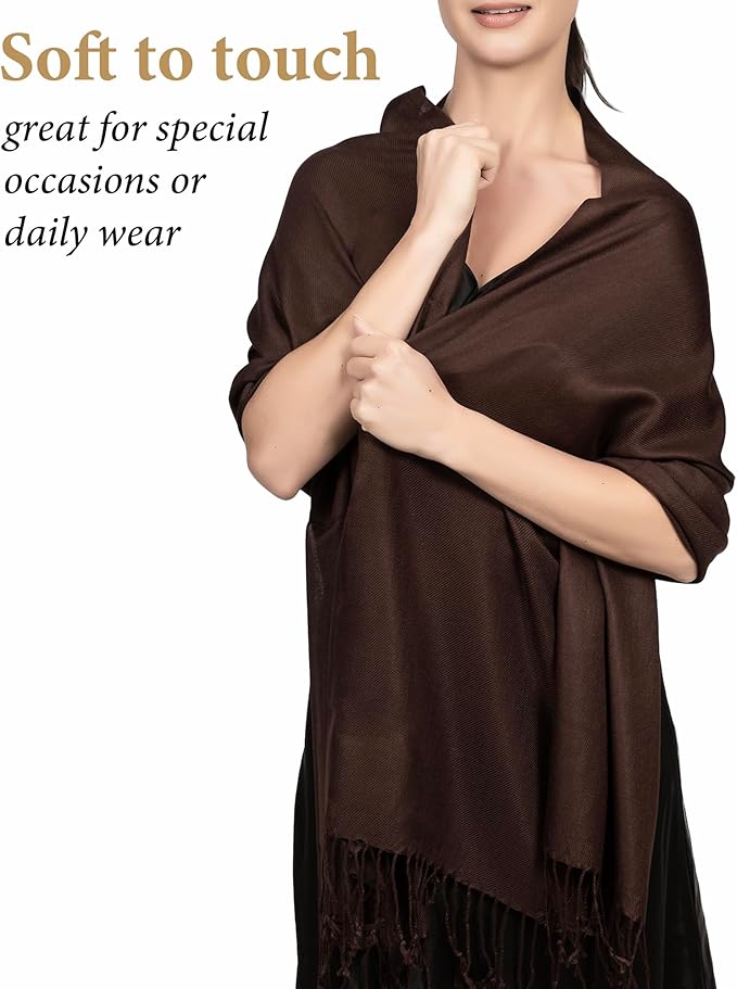 Achillea Soft Silky Pashmina Scarf for Women – Shawl Wrap for Evening Dresses, Bridesmaids, Weddings & Everyday Wear