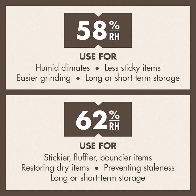 Boveda 58% Two-Way Humidity Control Packs For Storing 1 lb – Size 67 – 4 Pack – Moisture Absorbers for Storage Containers – Humidifier Packs – Hydration Packets in Resealable Bag