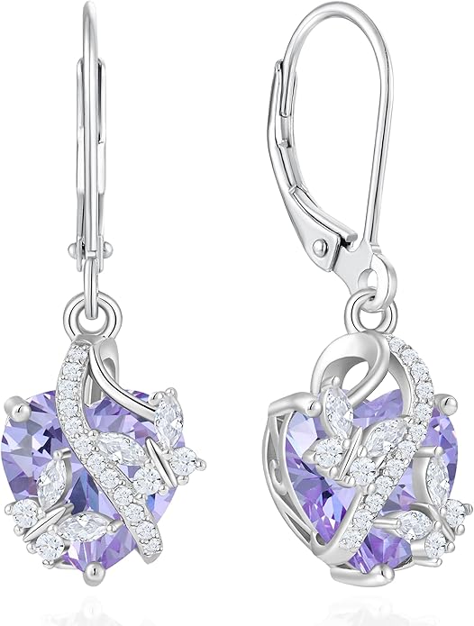 Butterfly Earrings for Women 925 Sterling Silver Heart Earring Birthstone Jewelry