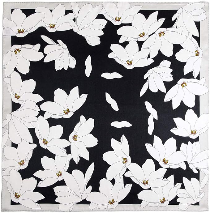 ANDANTINO 100% Real Mulberry Silk Scarf -21'' x 21''- Lightweight Neckerchief –Women Men Small Square Digital Printed Scarves