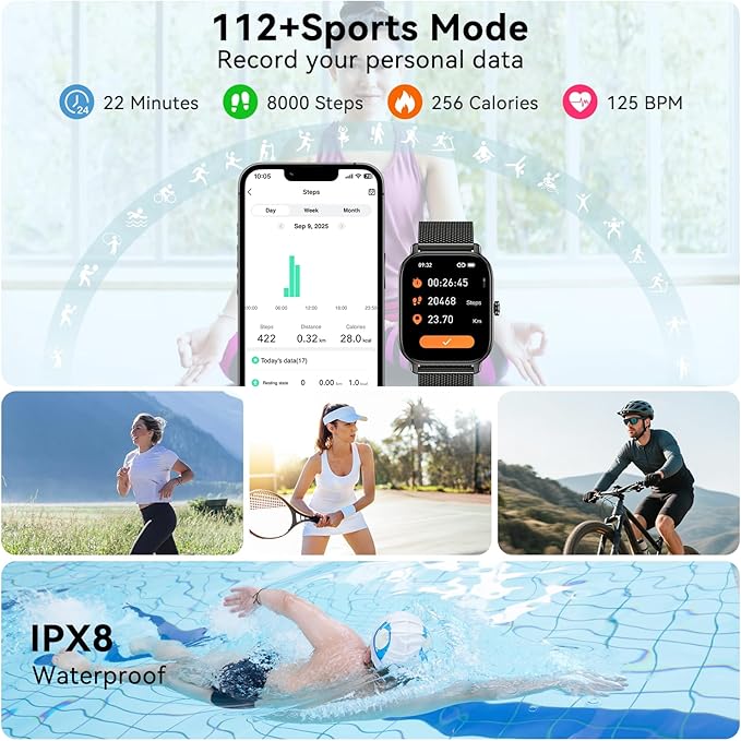 Smart Watch for Men Women Fitness: Running Make Answer Call Digital Mens Watches Waterproof Smartwatch for Android Phone iPhone Samsung Compatible Pedometer Step Tracker Sleep SpO2 Heart Rate Monitor