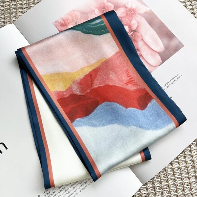 Silk Head Scarf for Hair Fashion Headwrap for Women Lightweight Neck Tie